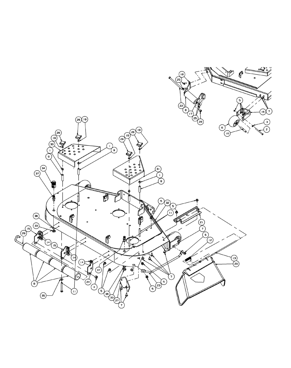 Fabricated Deck 44-Inch Diagram and Parts List for ENFORCER44 53AH3AGF050-20HP Cub Cadet Lawn Tractor